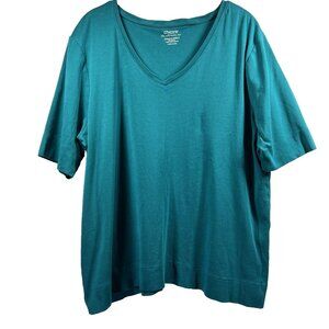 Chicos Ultimate Tee Size XL Turquoise Short Sleeve 100% Pima Cotton Pullover